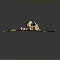 Ancient Stone Ruins Landscape With Sandy Ground And Green Vegetation