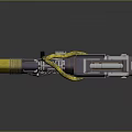 Futuristic Sci Fi Mechanical Device With Yellow Pipes Gray Body And Support Base