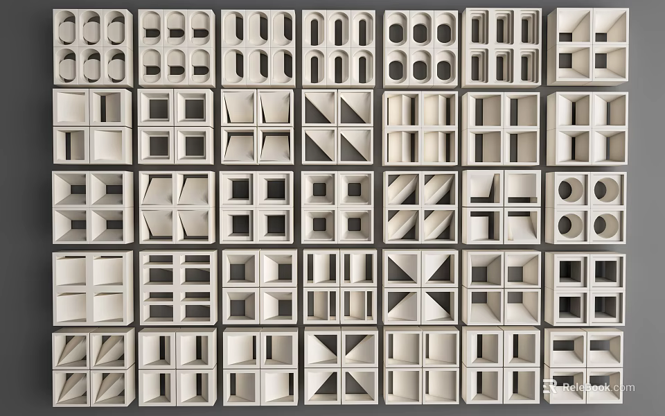 Geometric Partition Panels With Various Designs And Different Patterns For Modern Interior 3d model