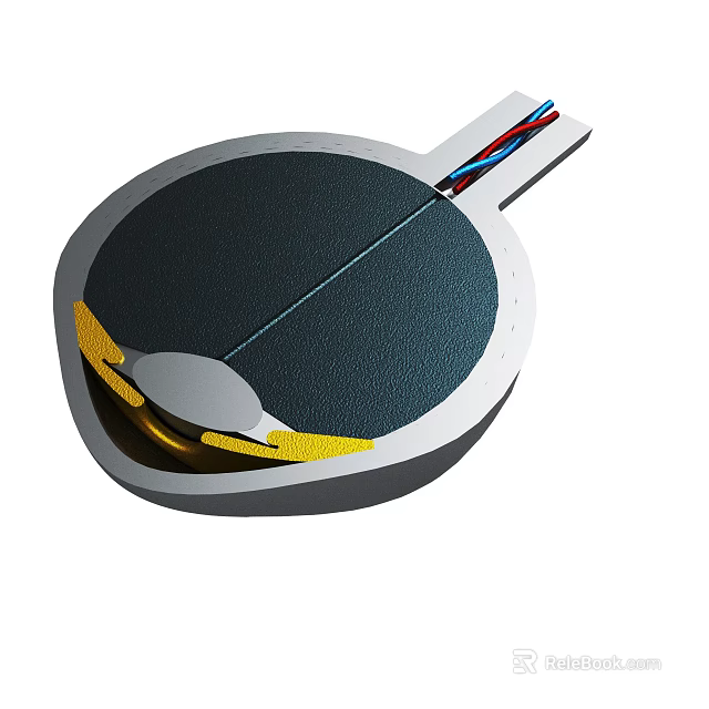 Circular Electronic Device With Gray Casing Yellow Components And Colored Wires 3d model 