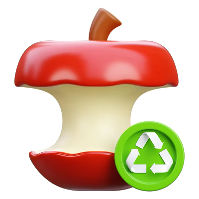 Modern Apple Core Apple Residue Cartoon Apple Core 3d model
