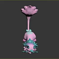 Fantasy Creature with Pink and Teal Fur Fluffy Tail and Big Ears