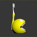 Yellow Smiley Face Toothbrush Holder With White Toothbrush And Storage Design