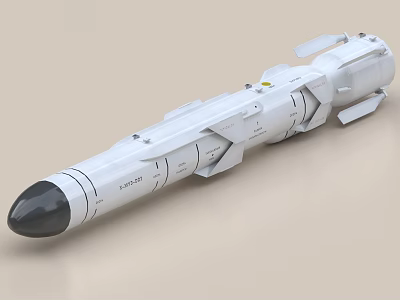 White Military Weapon Missile 3D Model With Black Tip And Detailed Structure 3d model