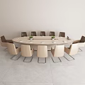 Light Luxury Aesthetic Conference Table Simple Oval Large Set Negotiation Table High-end Conference Room Table and Chair Combination 3d model
