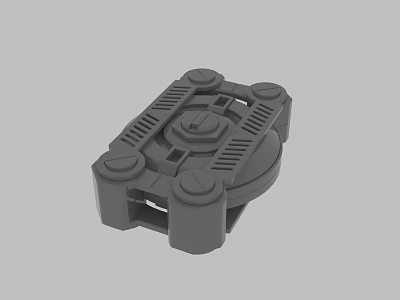 Gray Mechanical Component 3D Model With Circular Protrusions Ventilation Slots And Hexagonal Center 3d model