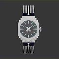 Stylish Daily Life Watch With Blue Braided Strap Shiny Silver Dial And Green Accent