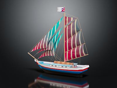 Modern Sailing Boat Kids Toy Boat Cartoon Sailing Boat 3d model