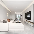 Modern Living Dining Room Featuring TV Wall Sofa Coffee Table And Floor To Ceiling Window