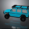 Blue Modified Off Road SUV Featuring Roof Rack And Large Tires