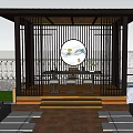 Modern Black Pavilion With Lattice Design On Terrace And Pool Area