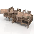 Detailed Traditional Wooden Architectural Model With Multi Level Structure And Stairs