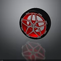 Stylish Red And Silver Car Wheel Rim With Black Tire For Automotive Parts