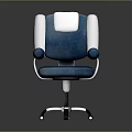 Stylish Blue And White Leisure Chair With Armrests And Wheeled Base