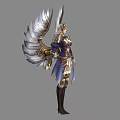 Game Fantasy Warrior Character With White Wings And Purple Gold Ornate Armor