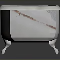 Vintage White Freestanding Clawfoot Bathtub With Red Accents And Metal Legs