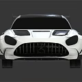 White Sports Car With Sleek Design Black Stripes Rear Spoiler And Alloy Wheels