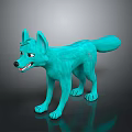 3D Animated Turquoise Fox Game and Movie Character with Fierce Expression and Standing Pose