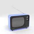 Vintage Blue Television With Antenna And Control Knobs On White Background 3d model