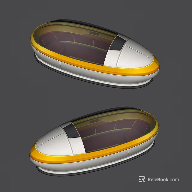 Cartoon Scene With Futuristic Oval Pods Featuring Yellow Border White Body And Transparent Top 3d model 