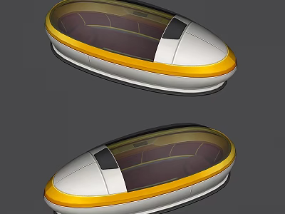 Cartoon Scene With Futuristic Oval Pods Featuring Yellow Border White Body And Transparent Top 3d model
