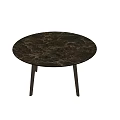 Elegant Round Marble Dining Table With Dark Patterned Top And Black Legs 3d model