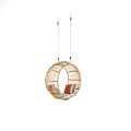 Rattan Woven Round Hanging Chair with Soft Cushions for Indoor Outdoor Use