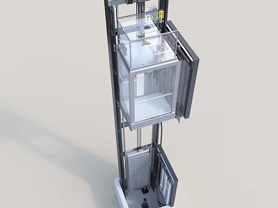 Elegant Modern Elevator Design With Transparent Cabin And Metal Frame Structure 3d model