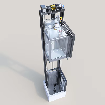 Elegant Modern Elevator Design With Transparent Cabin And Metal Frame Structure 3d model