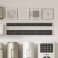Modern Home Appliances Collection Including Wall Mounted Standing Air Conditioners And Fans