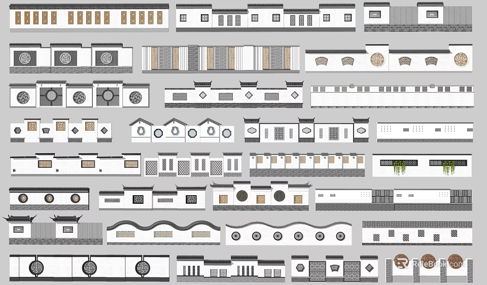 Traditional And Modern Feature Wall Designs With Geometric Patterns And Circular Elements 3d model