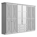 Modern Wardrobe Design With Curved Pattern Doors And Bottom Drawer Storage