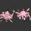 Anthropomorphic Pink Mice Characters Wearing Orange Jackets Blue Jeans Holding Stick And Wooden Board
