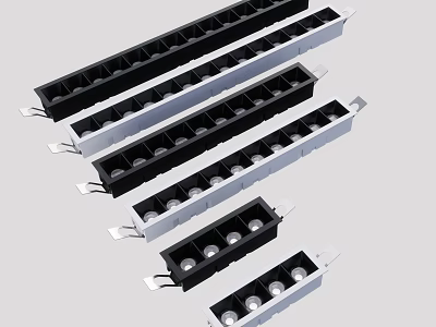 Metal Frame Grille Lights Long Strip Design with LED Bulbs and Different Lengths 3d model