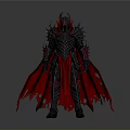 Detailed Dark Spiked Fantasy Armor With Red Cape And Intricate Design