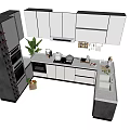 Modern Kitchen With White Upper Cabinets Gray Lower Cabinetry And Countertop Items 3d model