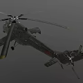 Military Helicopter With Dark Green Fuselage Rotor Blades And Landing Gear