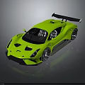 Green High Performance Sports Car With Sleek Design Rear Wing And Sporty Wheels