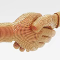 Decorative Ornament Set Featuring Golden Mesh Style Two Hands Shaking Hands Design