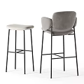 Modern Bar Stools With Armrest Backrest And Armless Backless Design Gray Beige Black Metal Legs