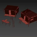 Shabby Stilt Houses With Different Colored Tin Roofs Built On Water And Wooden Ladders