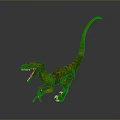 Golden Yellow Raptor Dinosaur Character Standing With Open Mouth Sharp Teeth And Long Tail