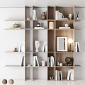 Modern Stylish Shelf Unit With Books Decorative Vases Sculptures Lamp And Framed Art