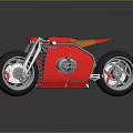 Red Futuristic Motorcycle With Sleek Body Exposed Silver Engine And Metallic Wheels