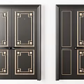 Black Hinged Interior Doors With Gold Trim And Various Panel Designs 3d model