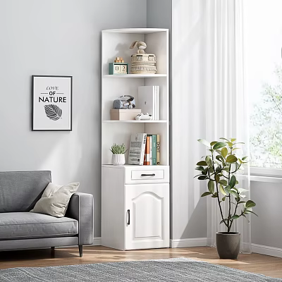 Modern Living Room Storage Shelf Cabinet With Books Decorations And Green Plant 3d model