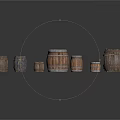 Rustic Wooden Barrels Arrangement With Different Sizes And Vintage Styles
