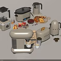 Modern Beige Kitchen Appliances With Blender Coffee Maker Toaster And Fresh Fruits