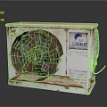 Vintage White Air Cooler Fan with Metal Grille and Rustic Rust Accents Design