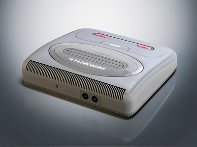Entertainment Electronics Retro SEGA Saturn Gaming Console Gray Design Red Buttons Front Logo 3d model